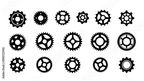 Collection of various gear wheels.