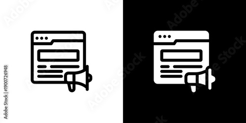 Advertising icon concept with flat Black White Background. Vector illustration.