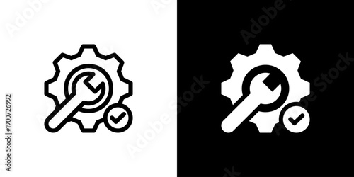 Optimizing icon concept with flat Black White Background. Vector illustration.