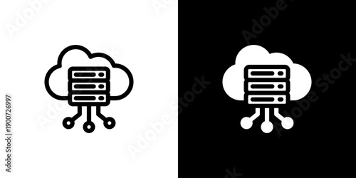 Server icon concept with flat Black White Background. Vector illustration.