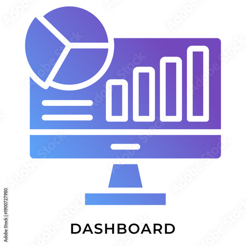 Gradient Glyph Analytics Dashboard Icon Showing Business Performance Charts