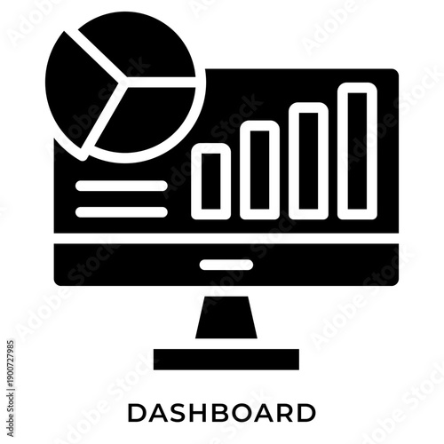 Glyph Style Analytics Dashboard Icon with Business Data Visualization