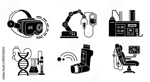 Industrial automation icon illustrating a robotic arm and machinery, representing manufacturing technology, robotics, smart factories, and Industry 4.0 concepts. Ideal for engineering presentations, i