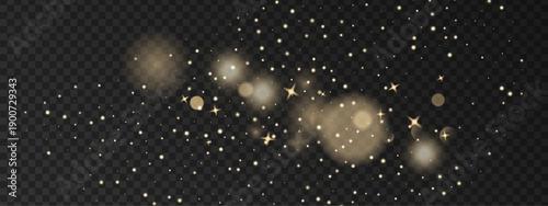 Festive particles with warm sparkles and glowing dust create enchanting holiday atmosphere featuring elegant shimmer effects against dark backdrop with magical luminous accents