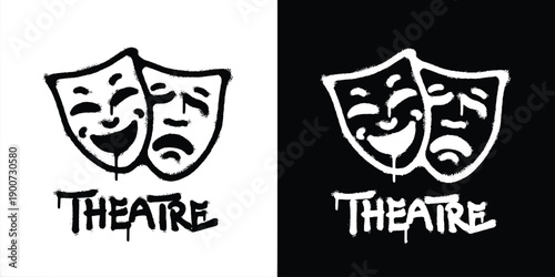 Graffiti Theater masks logo vector design