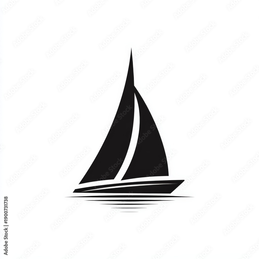 Fototapeta premium flat logo of a yacht - black lines on white background