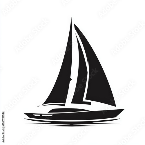 flat logo of a yacht - black lines on white background