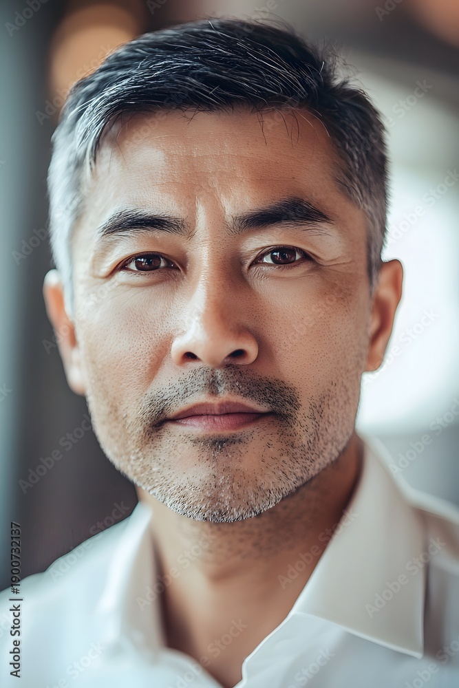Obraz premium Leadership concept asian male manager in professional office portrait