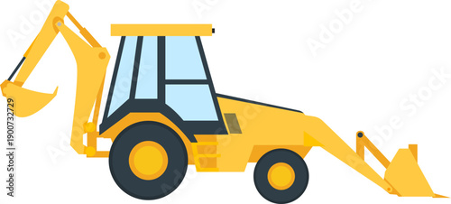 Yellow Backhoe Loader Illustration