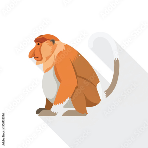 Cartoon Monkey Sitting on All Fours.