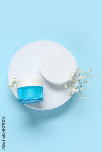 Plaster podiums with jar of...