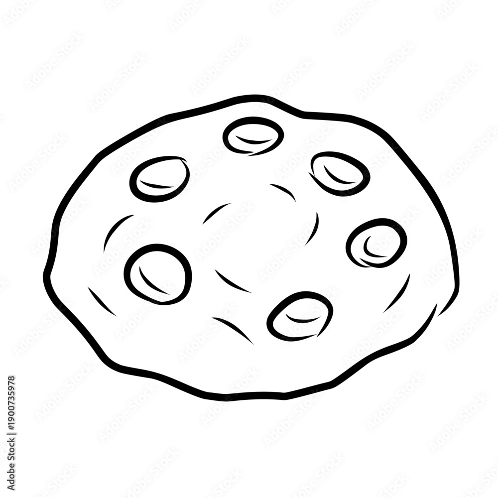 Fototapeta premium Chocolate Chip Cookie in Hand Drawn Line Style Illustration