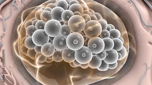 Polycystic Ovary Anatomy Showing Enlarged Organ With Multiple Immature Follicles and Hormonal Imbalance Preventing Ovulation