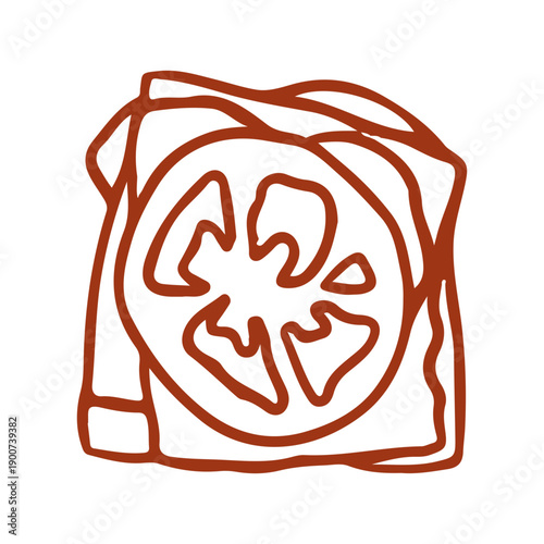 Healthy sandwich with tomato and lettuce doodle