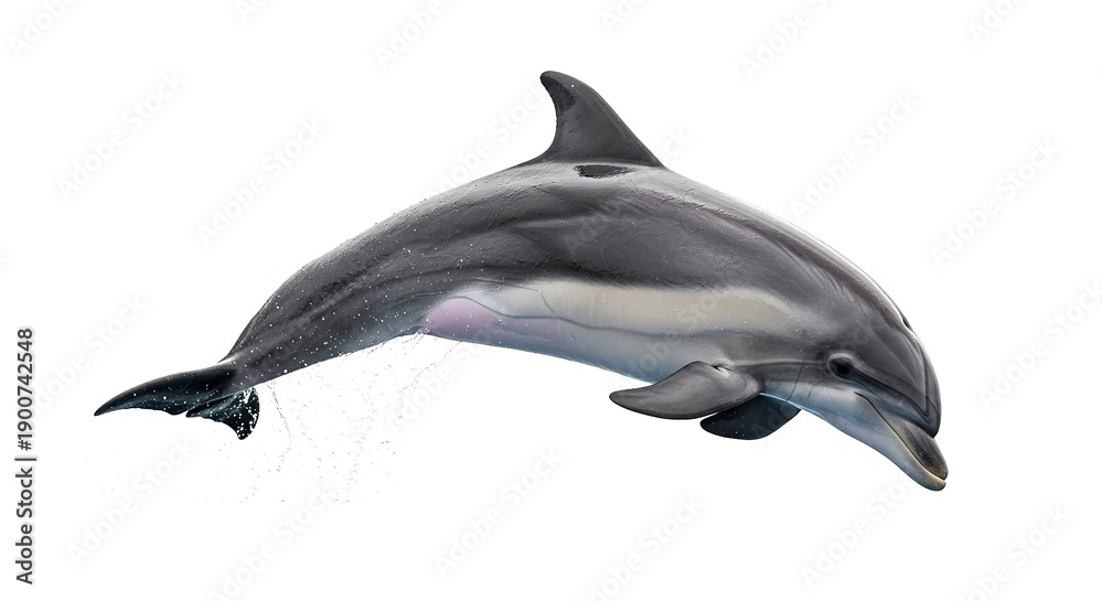 Obraz premium A dolphin jumping out of the water on transparent background