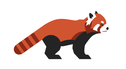 Foto auf Acrylglas Zoo Illustration of a red panda walking with a distinctive bushy tail and facial markings.  © VectorNest Studio