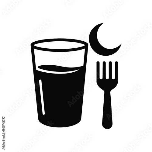 Ramadan iftar drinks after fasting silhouette icon