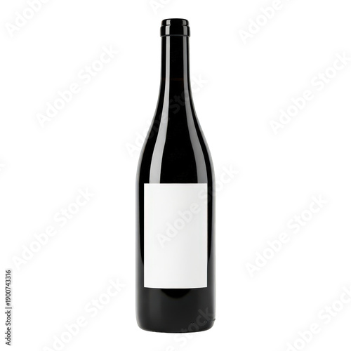 Wallpaper Mural Black wine bottle with blank white label isolated on transparent background Torontodigital.ca