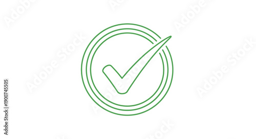 Green checkmark icon in a double circle on a white background, symbolizing approval or completion.