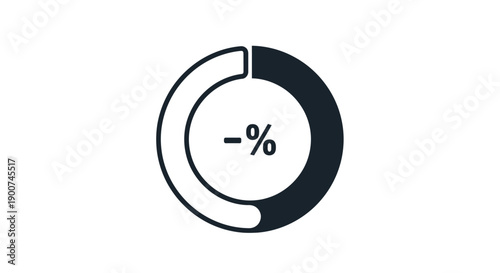A minimalist icon depicting a circular progress bar or pie chart with a negative percentage symbol in the center, indicating a decrease or negative value.