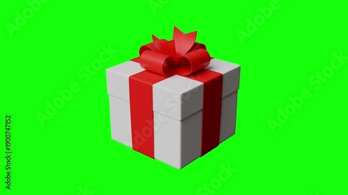Small gift turning isolated on green background 3d loopable animation