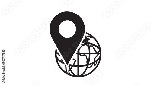 Global Positioning Icon in Simple Flat Design with Black Color on White Background for Web Application