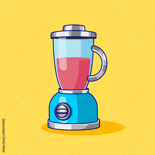 Blue Blender with Juice inside Vector Illustration Cartoon Design