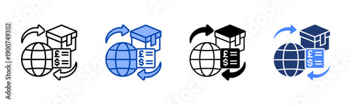 Trade icon set multiple style collection