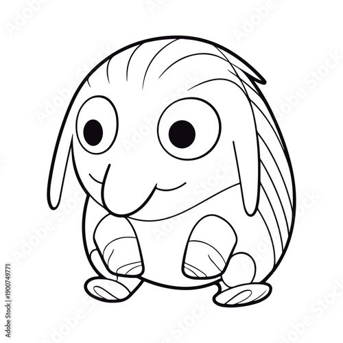 outlined baby Echidna Kawai coloring page illustration.