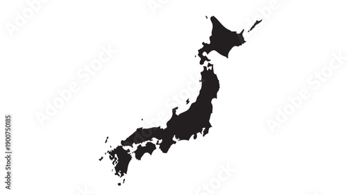 Japan map silhouette in minimalist style with dark tone on white background for geography education