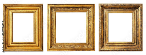 Three antique-style wooden picture frames