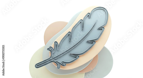 3D Feather Icon with Pastel Layers
