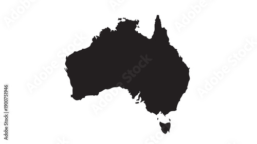 Australia map silhouette in minimalist style with dark color on white background for geographic illustration