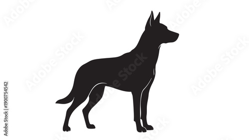 German Shepherd Dog Silhouette Profile in Simple Black Illustration on White Background for Pet Business