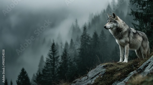 wolf in winter forest