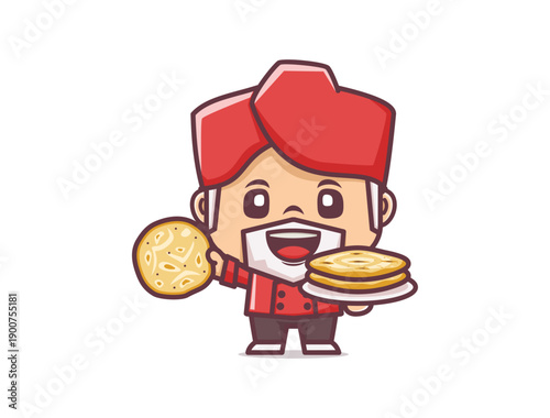 Cute chef and paratha cartoon vector