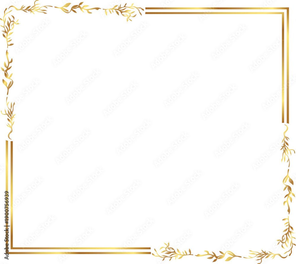 Naklejka premium frame with leaves gold border Golden Border Warm Color Frame