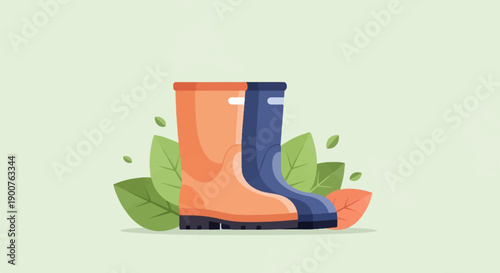 Two colorful boots with foliage