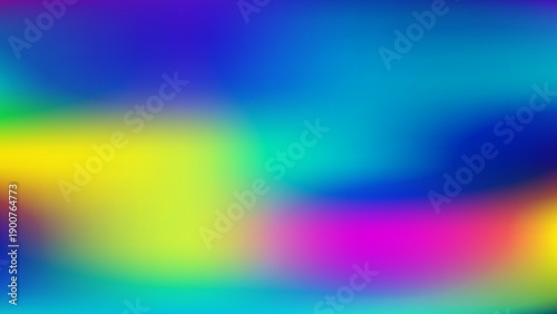 Abstract colorful vector background with blurred gradient mesh texture in vibrant blue, yellow and pink colors. Holographic iridescent backdrop design for web or print.