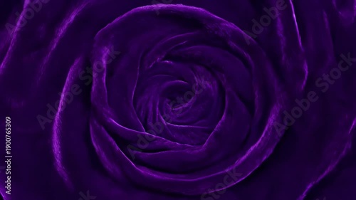 Abstract, hypnotic spiral vortex of deep royal purple velvet fabric, mesmerizing and luxurious with a rich, velvety texture.