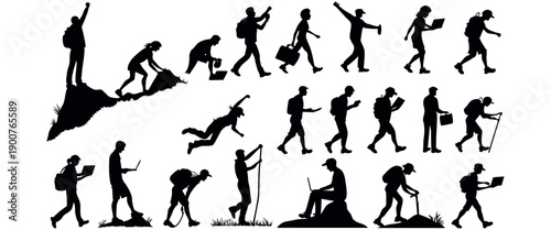 Human Body Silhouette Icon Set, Male and Female Figure Vector