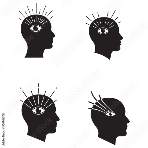 "Third Eye Awakening: Enlightened Human Mind Silhouette"