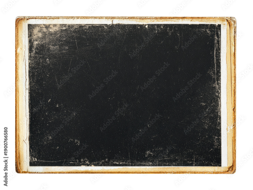 Fototapeta premium Aged, textured chalkboard framed in light wood