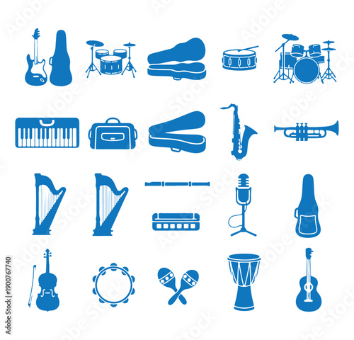Musical Instruments Vector, Music Icons Clipart Graphics, Orchestra Equipment Design, Band Instrument Set, Sound Music Pack, Symphony Collection, Musician Tools Bundle

