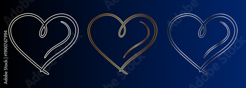 Elegant Heart Designs Set, Romantic Love Symbol Collection, Decorative Valentine's Day Graphics