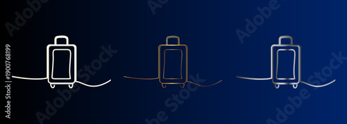 Luggage Set Neon Glow Icons Travel Accessories Vacation Essentials Modern Design