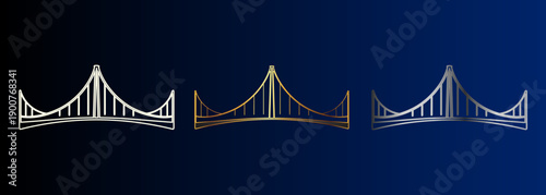 Golden Gate Bridge Vector Set, Iconic Landmark Illustration, California Architecture Design