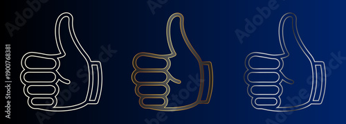 Thumbs Up Icons Set, Approval Gesture, Positive Feedback Vector Illustration Design Elements
