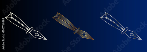 Dagger Collection, Ancient Weaponry, Steel Blades Isolated On Dark Background