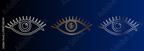 Elegant Eye Icons Set, Vision Symbol Collection, Detailed Sight Design Elements